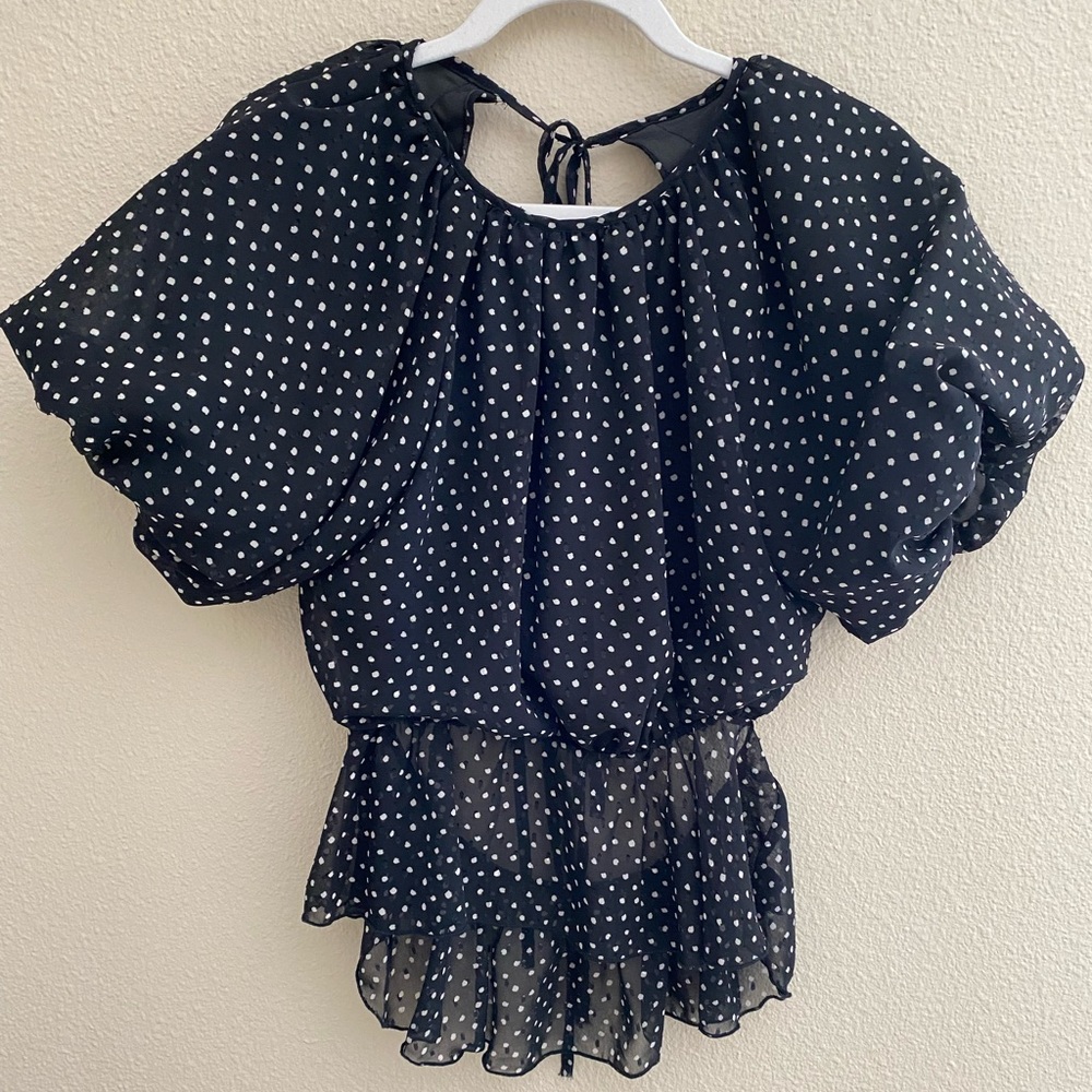 Polka dot puff sleeve top
